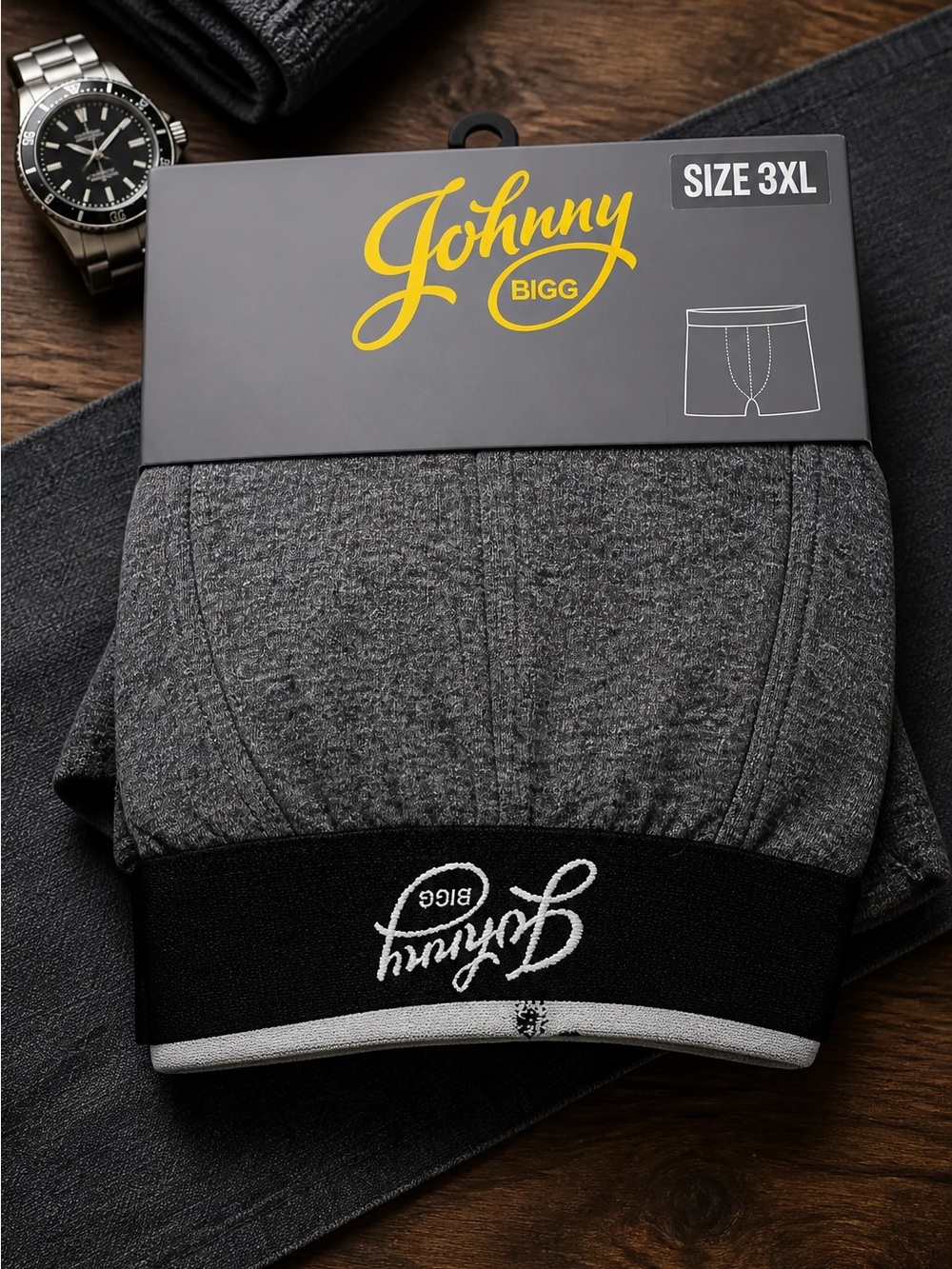 NWT Johnny Bigg Men's Big & Tall Heather Gray Boxer Briefs - Size 3XL